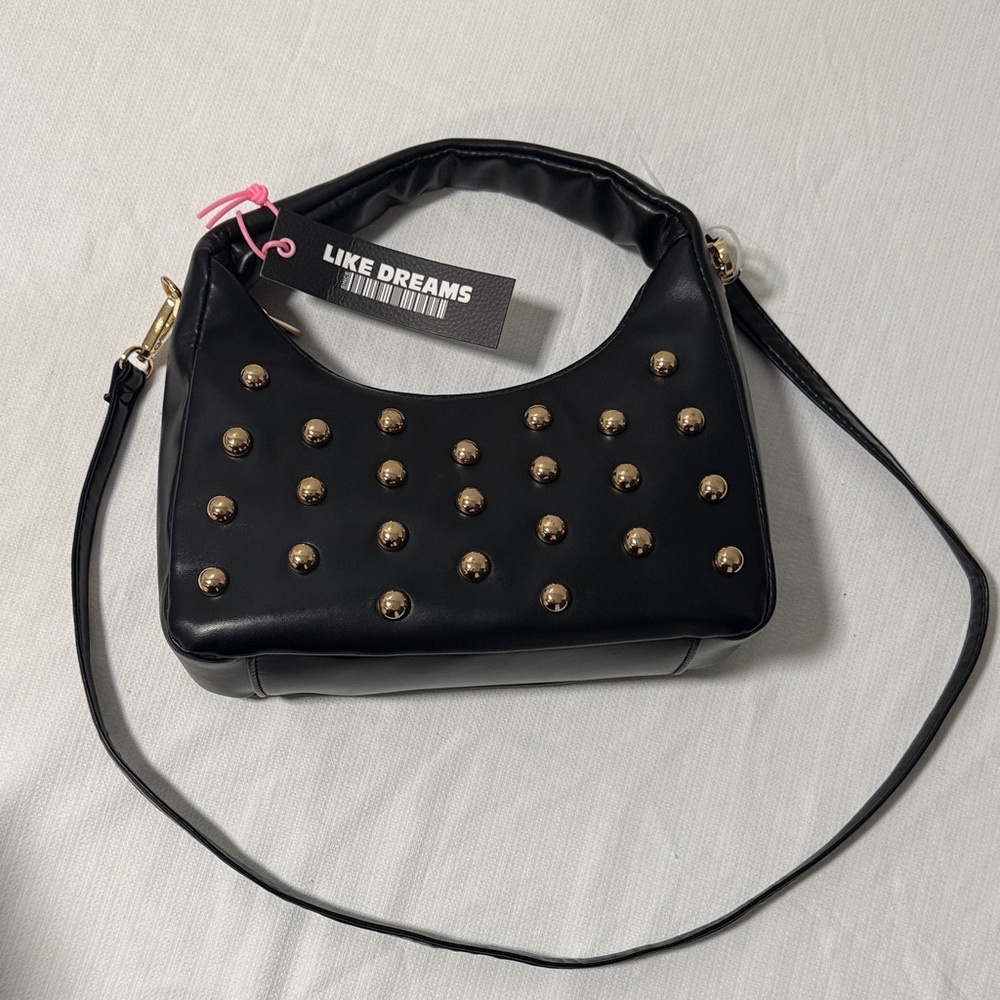 Like Dreams Black Studded Shoulder Bag